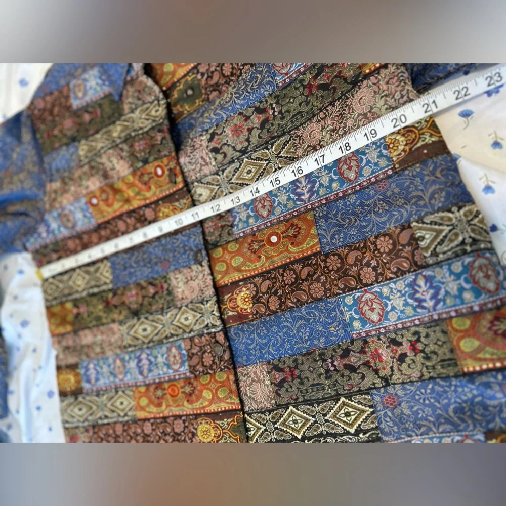 VTG 90s Coldwater Creek Sz:M Tapestry. Boho. Southwestern metallic bandana print